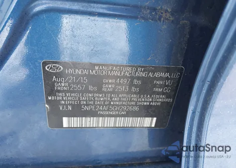 2016 Hyundai Sonata Se from USA, damaged, VIN 5NPE24AF5GH292686